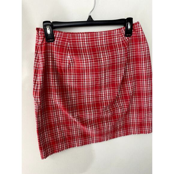 Vintage 90's Norton Studio Petites Red Plaid Lightweight Mini Skirt Sz 6P - Picture 7 of 9